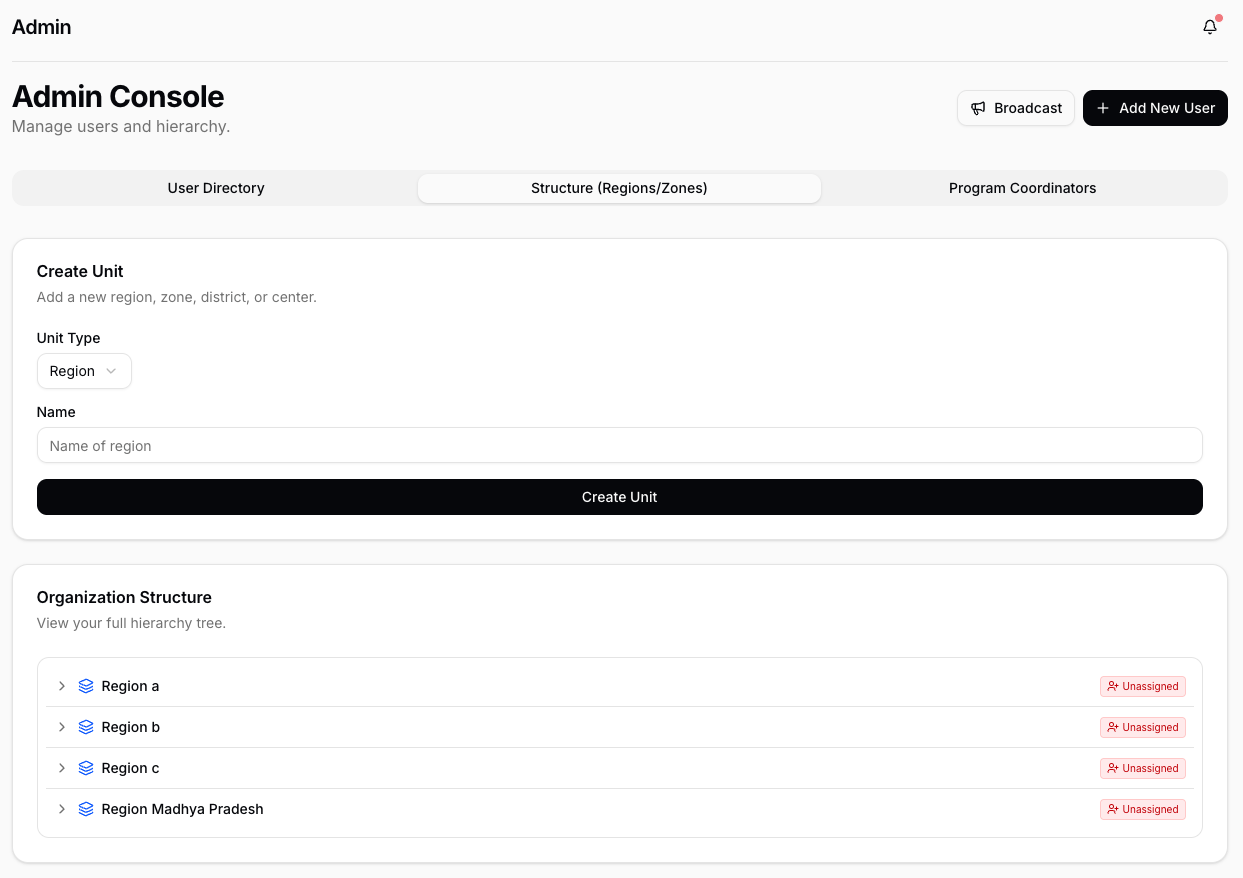 IIMS Admin Console — User Management