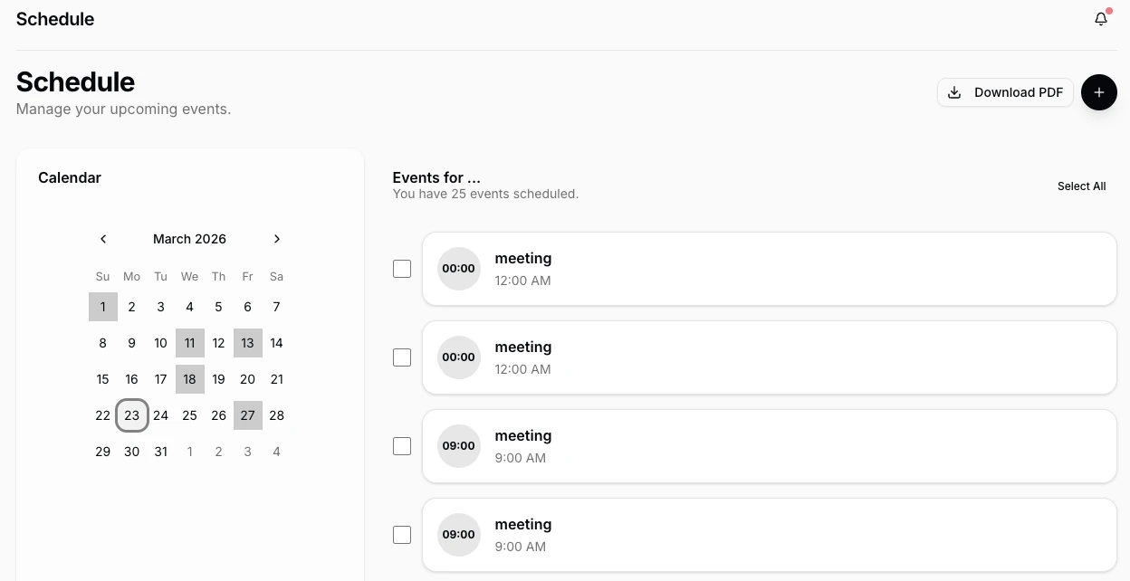 IIMS Schedule · Calendar View